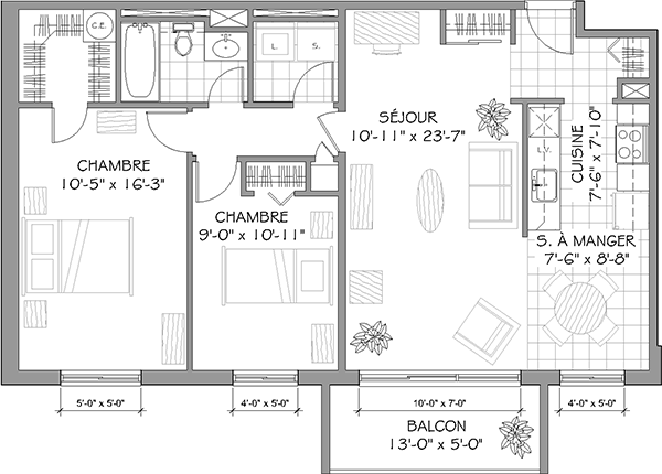 Plan appartement 5353, app 49